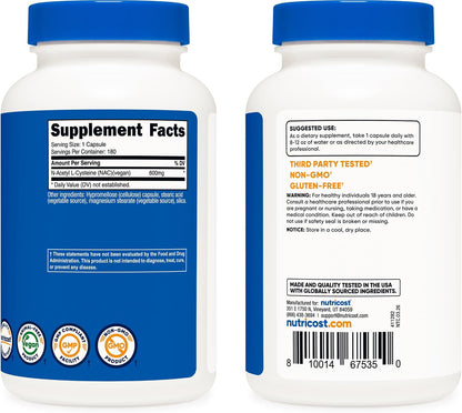 Premium NAC 600mg – 180 Vegan Capsules